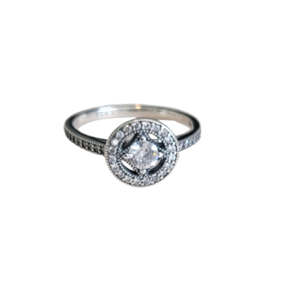 🎆Sterling Silver 925 Promise Engagement Ring Sparkling Rhinestones Size 7, 8 - Picture 2 of 5